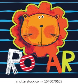 Cute baby lion pattern vector illustration.