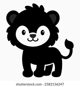 Cute baby lion vector on white background.