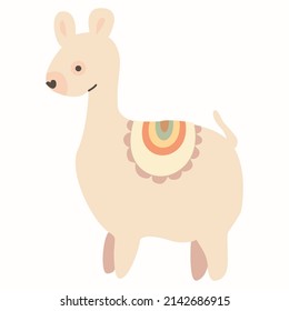 cute baby llama, in boho style. isolated vector illustration.