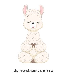 Cute baby llama. Vector illustration in cartoon style.