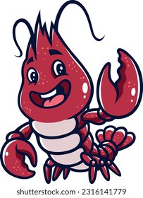 Cute Baby Lobster Lächeln Cartoon Character Design