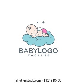 Cute Baby Logo Design Vector