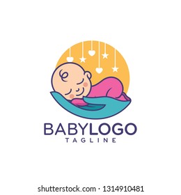 Cute Baby Logo Design Vector