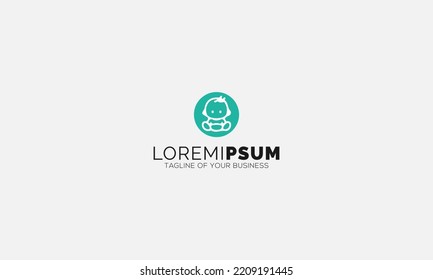 Cute Baby Logo Design Vector Template