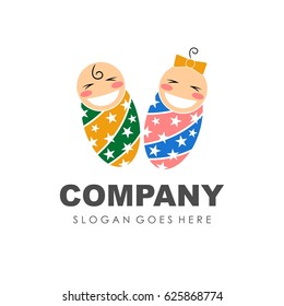 Cute baby logo design vector