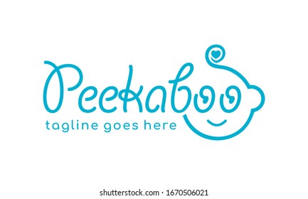 Cute baby logo designs concept doing peekaboo
