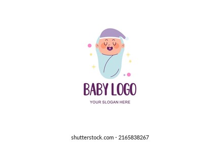 Cute baby logo template vector