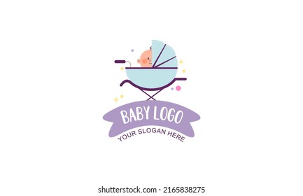 Cute baby logo template vector