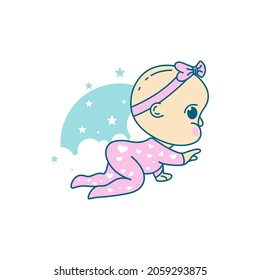 Cute baby logo Vector icon design illustration Template