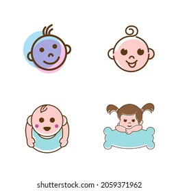 Cute baby logo Vector icon design illustration Template