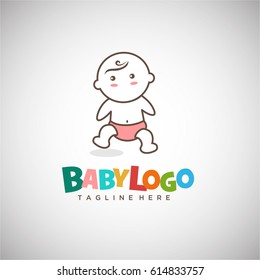 Cute Baby Logo vector Template with colorfull text for Baby Shop, Maternity store and Business company. Vector Illustration eps.10