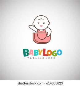 Cute Baby Logo vector Template with colorfull text for Baby Shop, Maternity store and Business company. Vector Illustration eps.10