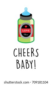 cute baby milk beer bottle cheers greeting card vector