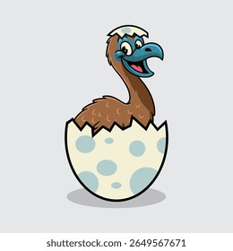 Bebê bonito Moa Bird animal extinto Personagem Mascote em Vetor Desenho Animado Ilustração