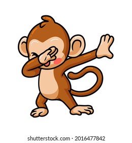 Cute baby monkey cartoon dabbing