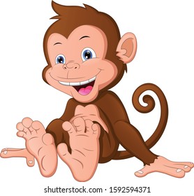 cute baby monkey cartoon on a white background