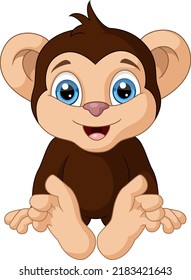Cute baby monkey cartoon sitting