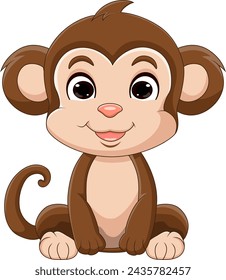 Cute baby monkey cartoon sitting