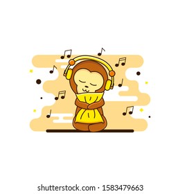 cute baby monkey earphone hugging pillow 