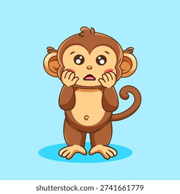 Cute Baby Monkey Get Panic Vector Illustration Cartoon Character