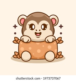 Cute baby monkey hug pillow cartoon