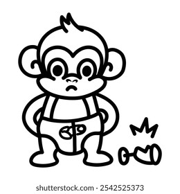 Um ícone bonito macaco bebê em estilo de desenho 

