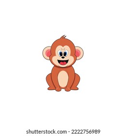 Cute baby monkey isolated vector graphics