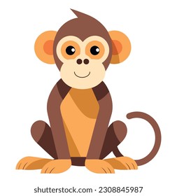 Cute baby monkey over white