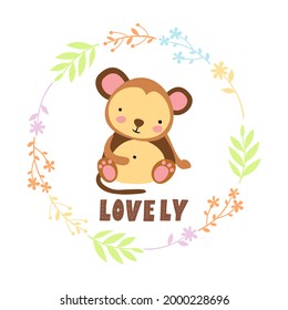 Cute baby monkey print. Adorable animal baby