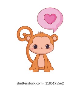 cute baby monkey speech bubble love