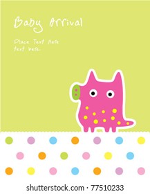 cute baby monster arrival greeting card