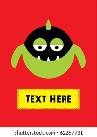 cute baby monster greeting tag