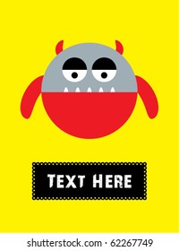 cute baby monster greeting tag