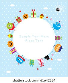 cute baby monster halloween greeting card