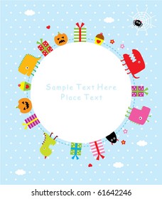 cute baby monster halloween greeting card