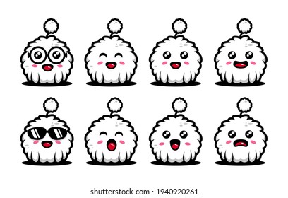 a cute baby monster with many expression character design set