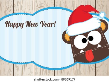 Cute Baby Monster with message Happy New Year