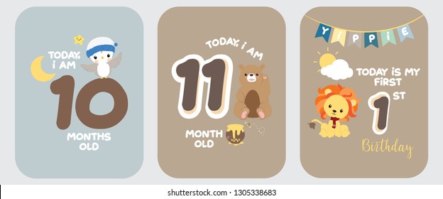 Cute baby month anniversary card