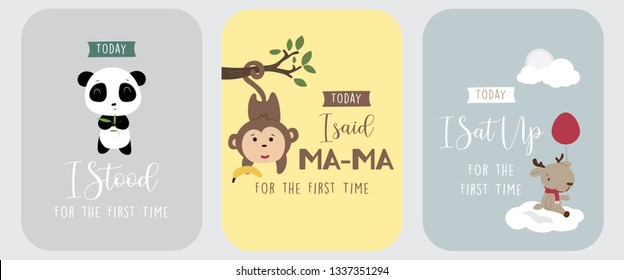 Cute baby month anniversary card set - Vector 