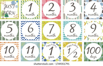 Cute baby moon anniversary card. Scandinavian pattern.