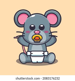 Cute baby mouse. Cute cartoon animal illustration.