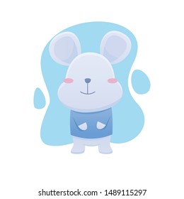 Cute baby mouse. childish vector design illustration like a watercolor. funny animal cat character for children with pastel color