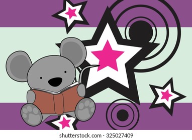 cute baby mouse reading cartoon in vector format very easy to edit