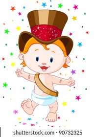 Cute Baby New Year With Top Hat