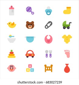 cute baby object icons vector illustration flat design