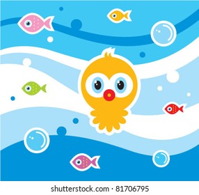cute baby ocean octopus