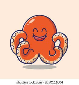 cute baby octopus with fours hand