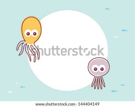 Cute Baby Octopus Friend Card Stock Vector Royalty Free 144404149