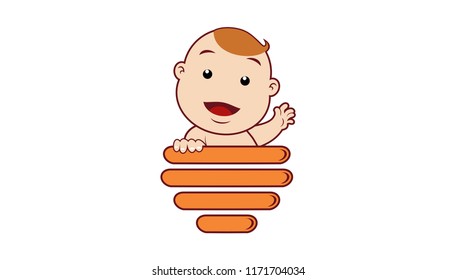 cute baby on a honeycomb, very suitable for baby care and food business logos