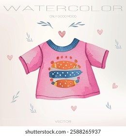 Cute baby onesies and pacifiers. Watercolor vector set for a gender reveal